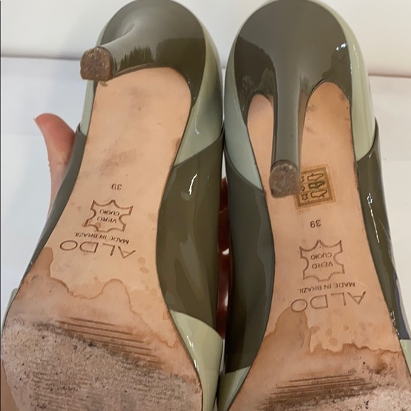 Aldo Cream Taupe front Buckle Platform Shoes - Picture 7 of 9